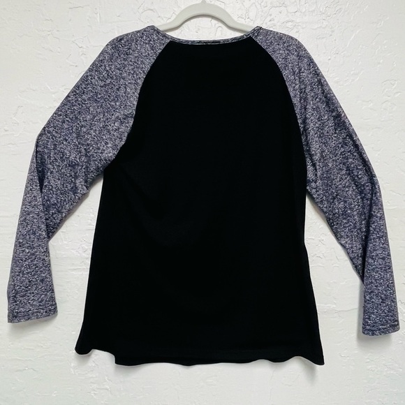Noracora Black Gray Raglan Long Sleeve Women's Top - Picture 6 of 6